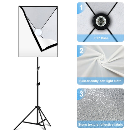 صندوق إضاءة استوديو بولوز 50×70 سم + حامل ثلاثي القوائم بطول 2 متر + مصباح LED أبيض E27 30 واط 5700 كلفن، طقم تصوير، مصباح واحد قابس أمريكي، مصباح واحد قابس أوروبي