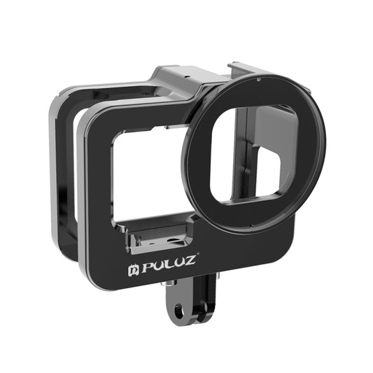 PULUZ for GoPro HERO13 Black /12 Black /11 Black /10 Black /9 Black Thicken Housing Shell CNC Aluminum Alloy Protective Cage with Insurance Frame & 52mm UV Lens, For GoPro HERO9 Black Thicken