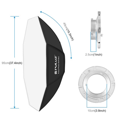 PULUZ 95cm Speedlite Flash Octagon Parabolic Softbox Bowens Mount Diffuser