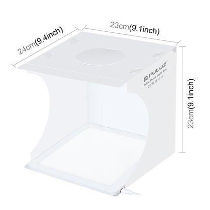 لوحة مصباح إضاءة LED صغير للتصوير الفوتوغرافي بدون ظل من PULUZ + صندوق خيمة تصوير الاستوديو، مصنوع من مادة الأكريليك، مساحة فعالة 20 سم × 20 سم، 20 سم (2 مصباح LED) + إضاءة بدون ظل