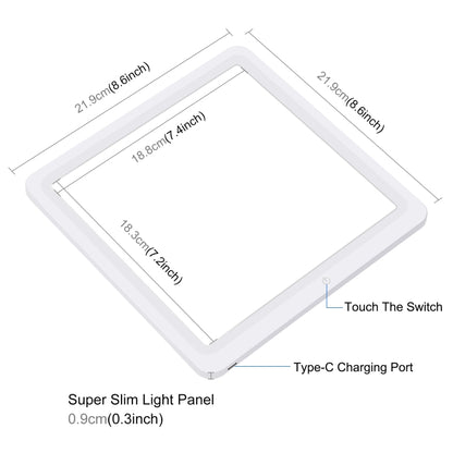 لوحة مصباح إضاءة LED صغير للتصوير الفوتوغرافي بدون ظل من PULUZ + صندوق خيمة تصوير الاستوديو، مصنوع من مادة الأكريليك، مساحة فعالة 20 سم × 20 سم، 20 سم (2 مصباح LED) + إضاءة بدون ظل