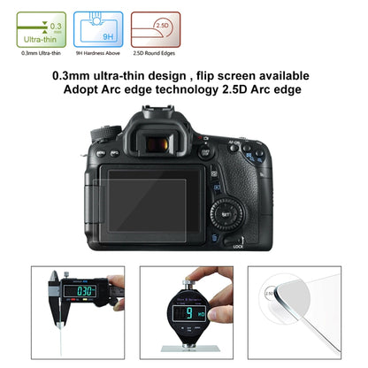 PULUZ 2.5D 9H Tempered Glass Film for Canon 650D, Compatible with 90D / 80D / 70D / 77D(9000D) / 800D(X9I) / 700D(X7I) / 750D(X8I) / 760D(8000D) / XC10 / XC15 / 7D2, Pentax Q1 / K-S1 /Q10 / Q7, Panasonic ZS35, Nikon V1
