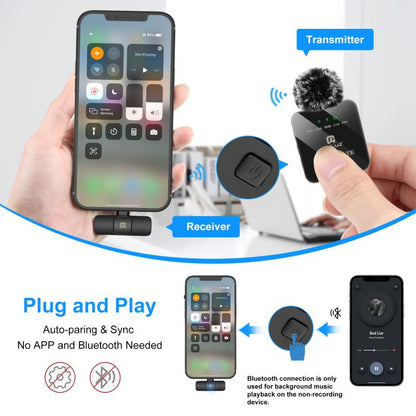 PULUZ Wireless Lavalier Microphone for iPhone / iPad, 8-Pin Receiver and Dual Microphones