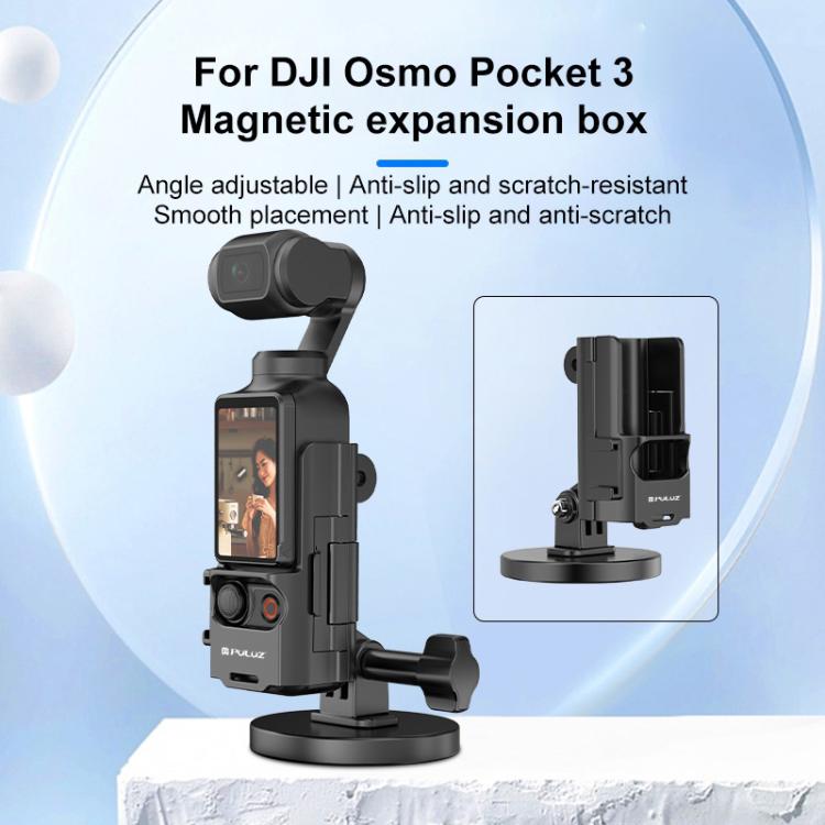 حامل سطح مكتب مغناطيسي بإطار حماية PULUZ لـ DJI OSMO Pocket 3، قاعدة قابلة للتعديل بزاوية، حامل سطح مكتب مغناطيسي
