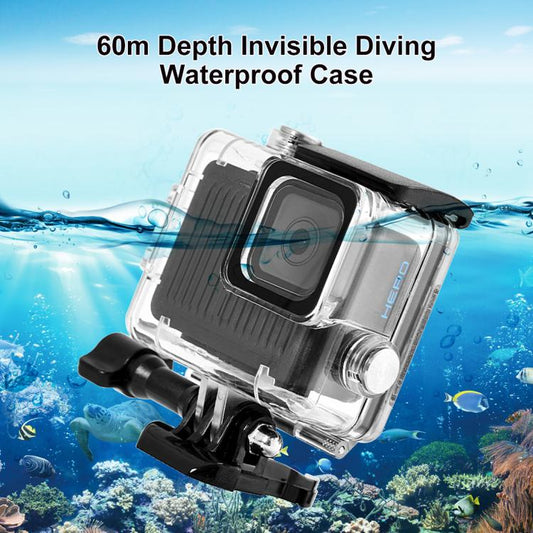حافظة حماية مقاومة للماء لكاميرا GoPro HERO 4K 2024 PULUZ 60 متر / 196 قدم مع مشبك تثبيت أساسي وبرغي، حافظة حماية مقاومة للماء