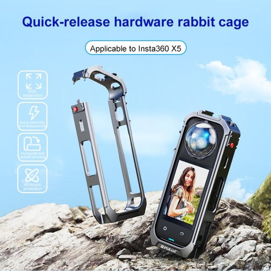For Insta360 X4 PULUZ Aluminum Alloy Protective Cage Rig Expand Cold Shoe Housing Frame, Protective Cage