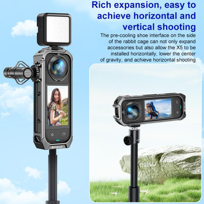 For Insta360 X4 PULUZ Aluminum Alloy Protective Cage Rig Expand Cold Shoe Housing Frame, Protective Cage
