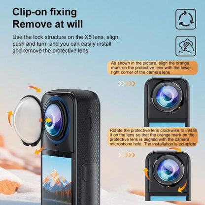 For Insta360 X5 PULUZ Rotating Optical Tempered Glass Lens Guard Protective Cover
