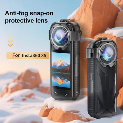 غطاء حماية للعدسات من الزجاج المقوى البصري القابل للتركيب من PULUZ لكاميرا Insta360 X5، واقي للعدسات قابل للتركيب