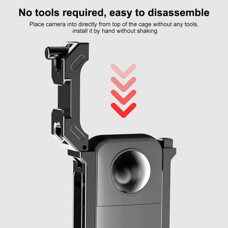 For Insta360 X3 PULUZ Metal Protective Cage Rig Housing Frame with Expand Cold Shoe Base & Tripod Adapter