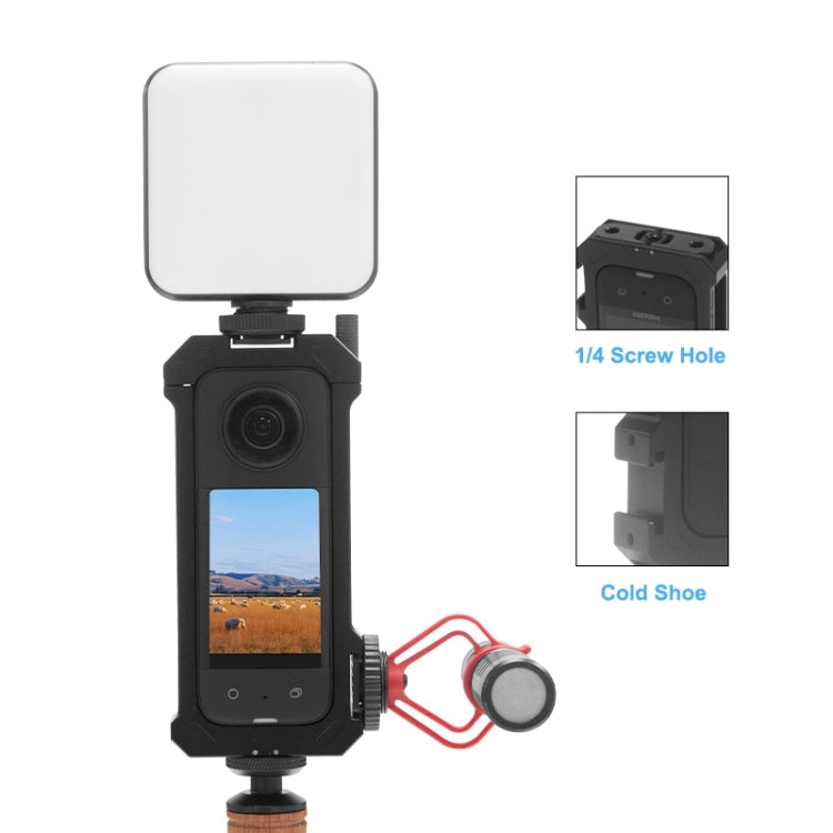 For Insta360 X3 PULUZ Metal Protective Cage Rig Housing Frame with Expand Cold Shoe Base & Tripod Adapter