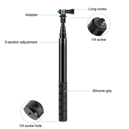 PULUZ 110cm Metal Selfie Stick Monopod with Invisible Adapter Base & Screw for Insta360 One RS / X2 / X3 / X4 / DJI Osmo 360