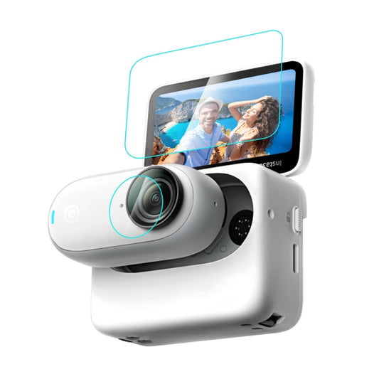 لكاميرا Insta360 GO 3 PULUZ 2 في 1، غشاء زجاجي مقوى للشاشة والعدسة، غشاء زجاجي مقوى