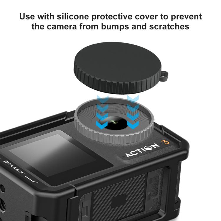 إطار محول توسيع قفص سبائك الألومنيوم الشامل من PULUZ مع غطاء عدسة لـ DJI Osmo Action 5 Pro / 4 / 3