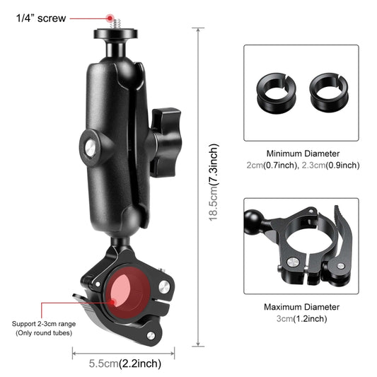 مشبك سريع الفك من PULUZ لدراجة نارية على شكل حرف O، حامل تثبيت ثابت على المقود لكاميرات GoPro وغيرها من كاميرات الحركة، حامل على شكل حرف O