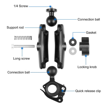 مشبك سريع الفك من PULUZ لدراجة نارية على شكل حرف O، حامل تثبيت ثابت على المقود لكاميرات GoPro وغيرها من كاميرات الحركة، حامل على شكل حرف O