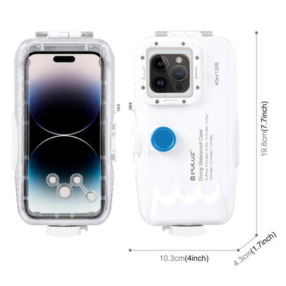 PULUZ 40m/130ft Waterproof Diving Case for 15 Pro Max / 15 Plus / iPhone 14 Plus / 14 Pro Max / 13 Pro Max / 12 Pro Max / 11 Pro Max, with One-way Valve Photo Video Taking Underwater Housing Cover