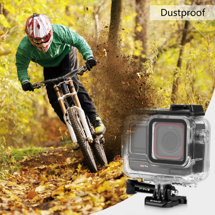 حافظة PULUZ المقاومة للماء لكاميرا Insta360 Ace Pro حتى عمق 60 مترًا مع محول قاعدة وبرغي، حافظة Insta360 Ace Pro المقاومة للماء