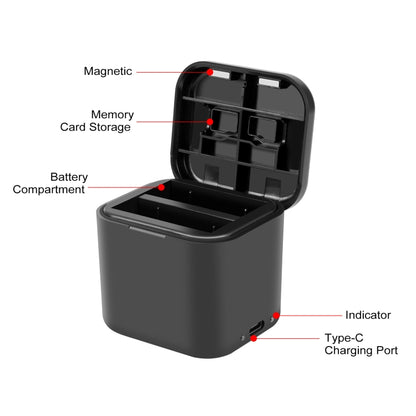 For Insta360 Ace Pro / Ace PULUZ Battery Charging Box Battery & Memory Card Storage Case, Battery Charging Box