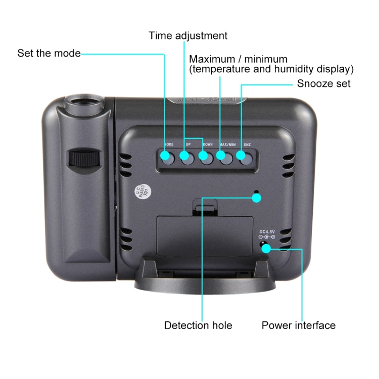 Multifunctional Digital Color LCD Display LED Projection Alarm Clock with Weather Station / Temperature / Humidity / Calendar, LED Projection Alarm Clock