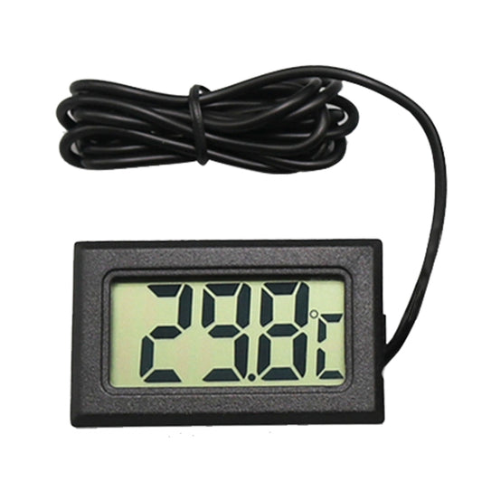 مقياس حرارة رقمي صغير بشاشة LCD للثلاجة والفريزر، مقاس الإدخال 46 مم × 26.6 مم، طول الكابل 1 متر، PT-2