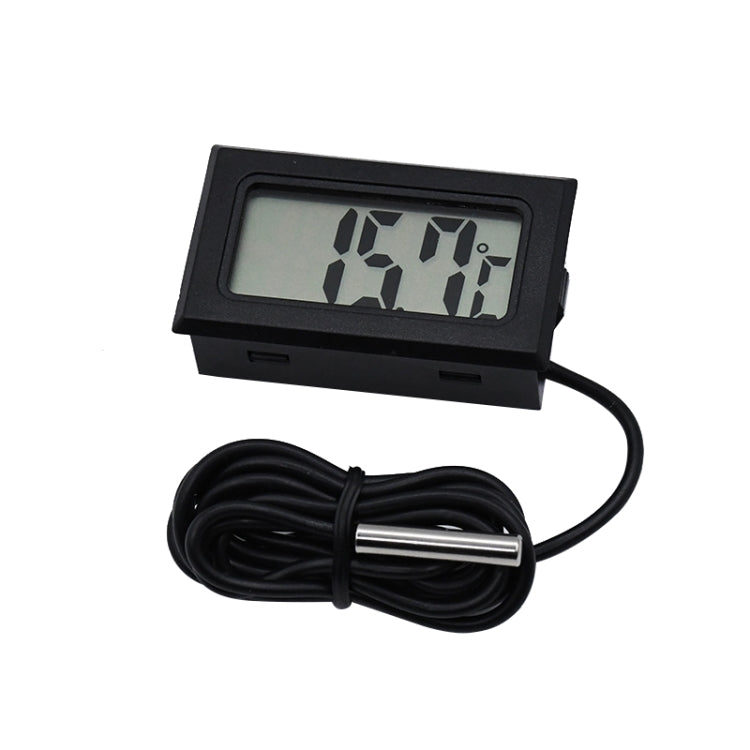 مقياس حرارة رقمي صغير بشاشة LCD للثلاجة والفريزر، مقاس الإدخال 46 مم × 26.6 مم، طول الكابل 1 متر، PT-2