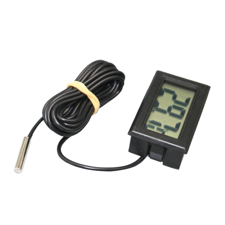 مقياس حرارة رقمي صغير بشاشة LCD للثلاجة والفريزر، مقاس الإدخال 46 مم × 26.6 مم، طول الكابل 1 متر، PT-2