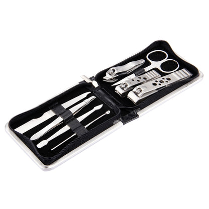 8 in 1 Nail Care Clipper Pedicure Manicure Kits (Large Nail Clippers, Small Nail Clippers, Oblique Nail Nipper, Dual Head Steel Push, Eyebrow Scissors, Eyebrow Tweezers, Ear Pick, Double Side Nail File) with Leather Bag, 8 in 1
