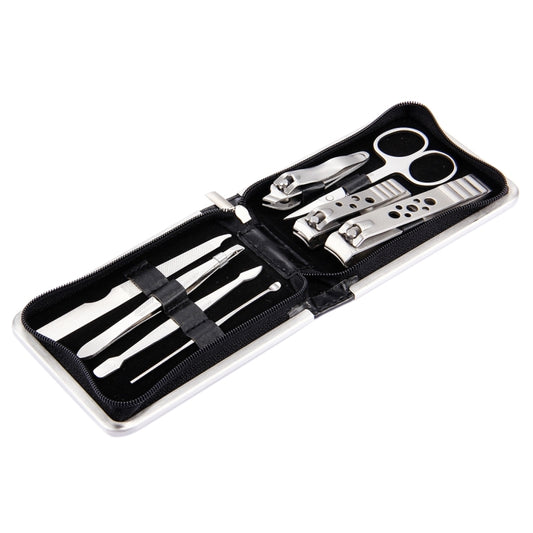8 in 1 Nail Care Clipper Pedicure Manicure Kits (Large Nail Clippers, Small Nail Clippers, Oblique Nail Nipper, Dual Head Steel Push, Eyebrow Scissors, Eyebrow Tweezers, Ear Pick, Double Side Nail File) with Leather Bag, 8 in 1