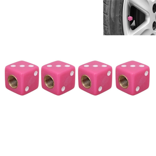 Universal 8mm Dice Style Plastic Car Tire Valve Caps, Pack of 4, Dice Shape 3 Magenta, Dice Shape 3, Dice Style 3