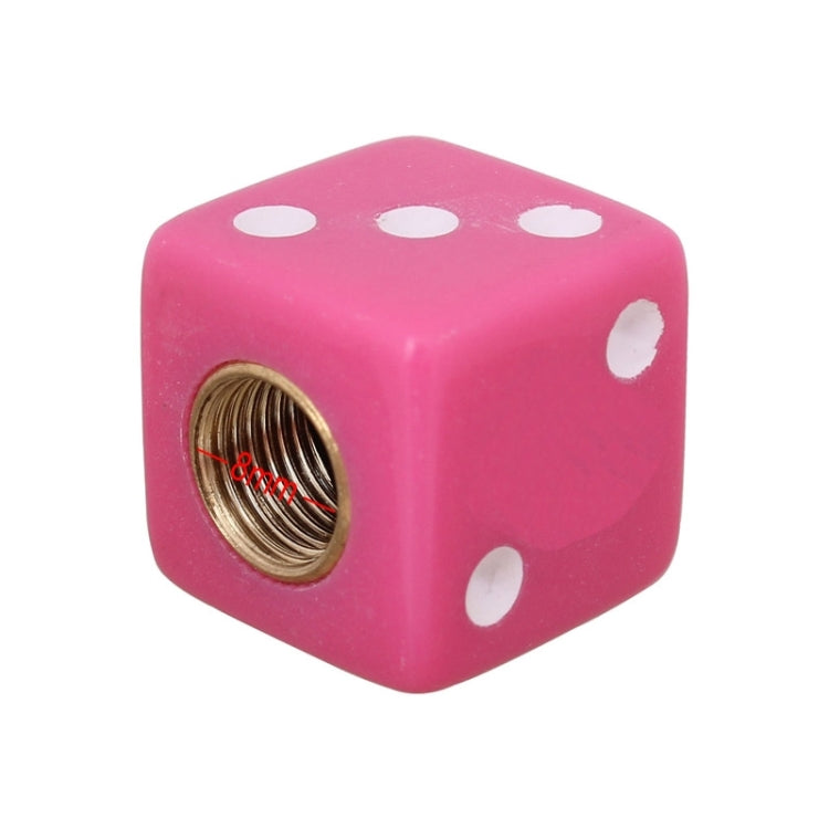 Universal 8mm Dice Style Plastic Car Tire Valve Caps, Pack of 4, Dice Shape 3 Magenta, Dice Shape 3, Dice Style 3