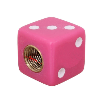 Universal 8mm Dice Style Plastic Car Tire Valve Caps, Pack of 4, Dice Shape 3 Magenta, Dice Shape 3, Dice Style 3