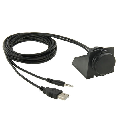 USB 2.0 & 3.5mm Male to Female Extension Cable with Car Flush Mount, Length: 2m, USB 2.0 & 3.5mm Male to Female