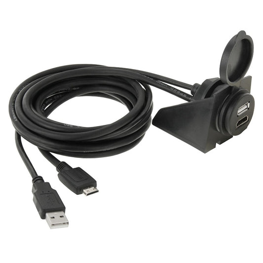USB 2.0 & Mini HDMI (Type-C) Male to USB 2.0 & HDMI (Type-A) Female Adapter Cable with Car Flush Mount, Length: 2m, USB 2.0 & Mini HDMI Male to USB 2.0 & HDMI Female