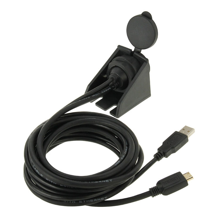 USB 2.0 & Mini HDMI (Type-C) Male to USB 2.0 & HDMI (Type-A) Female Adapter Cable with Car Flush Mount, Length: 2m, USB 2.0 & Mini HDMI Male to USB 2.0 & HDMI Female
