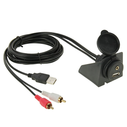 كابل محول USB 2.0 و2 RCA ذكر إلى USB 2.0 و3.5 مم أنثى مع حامل مدمج في السيارة، الطول: 2 متر، USB 2.0 و2 RCA ذكر إلى USB 2.0 و3.5 مم أنثى