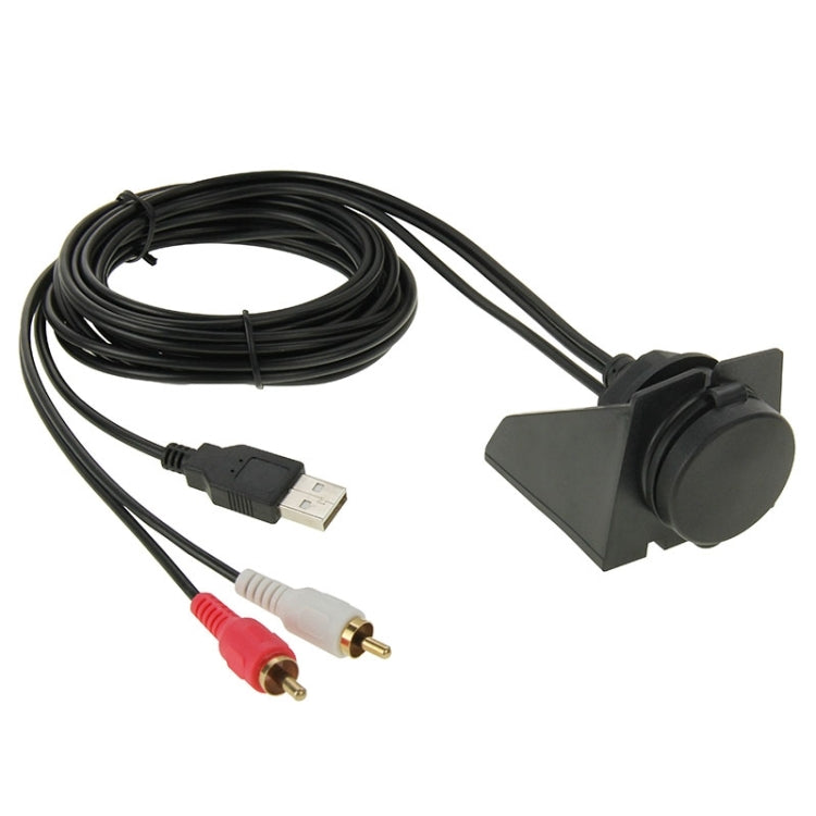 كابل محول USB 2.0 و2 RCA ذكر إلى USB 2.0 و3.5 مم أنثى مع حامل مدمج في السيارة، الطول: 2 متر، USB 2.0 و2 RCA ذكر إلى USB 2.0 و3.5 مم أنثى