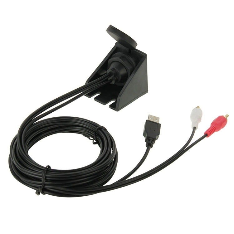 كابل محول USB 2.0 و2 RCA ذكر إلى USB 2.0 و3.5 مم أنثى مع حامل مدمج في السيارة، الطول: 2 متر، USB 2.0 و2 RCA ذكر إلى USB 2.0 و3.5 مم أنثى