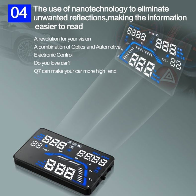 Q7 5.5 inch Car GPS HUD Vehicle-mounted Head Up Display Security System, Support Speed & Real Time & Altitude & Over Speed Alarm & Satellite Number, etc., Q7