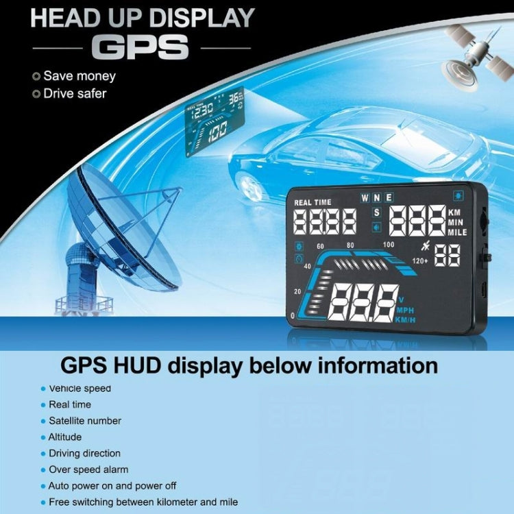 Q7 5.5 inch Car GPS HUD Vehicle-mounted Head Up Display Security System, Support Speed & Real Time & Altitude & Over Speed Alarm & Satellite Number, etc., Q7