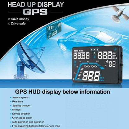 Q7 5.5 inch Car GPS HUD Vehicle-mounted Head Up Display Security System, Support Speed & Real Time & Altitude & Over Speed Alarm & Satellite Number, etc., Q7