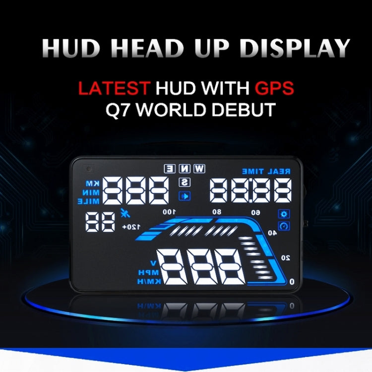 Q7 5.5 inch Car GPS HUD Vehicle-mounted Head Up Display Security System, Support Speed & Real Time & Altitude & Over Speed Alarm & Satellite Number, etc., Q7
