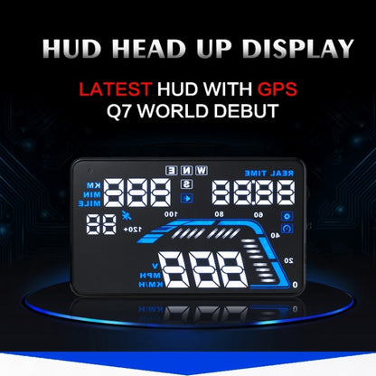 Q7 5.5 inch Car GPS HUD Vehicle-mounted Head Up Display Security System, Support Speed & Real Time & Altitude & Over Speed Alarm & Satellite Number, etc., Q7