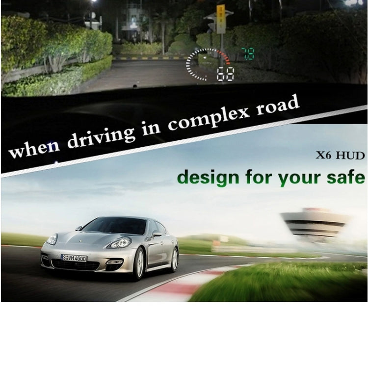 X6 3.5 inch Car OBDII / EUOBD HUD Vehicle-mounted Head Up Display Security System, Support Speed & Water Temperature & Speed Alarm & Fuel Consumption & Battery Voltage, etc., X6