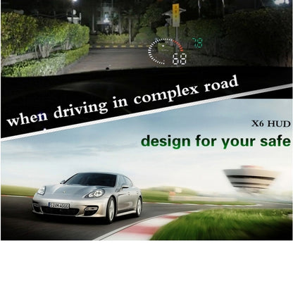 X6 3.5 inch Car OBDII / EUOBD HUD Vehicle-mounted Head Up Display Security System, Support Speed & Water Temperature & Speed Alarm & Fuel Consumption & Battery Voltage, etc., X6