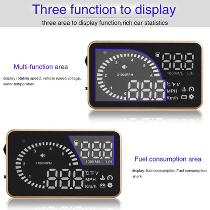 X6 3.5 inch Car OBDII / EUOBD HUD Vehicle-mounted Head Up Display Security System, Support Speed & Water Temperature & Speed Alarm & Fuel Consumption & Battery Voltage, etc., X6