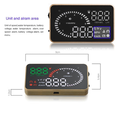 X6 3.5 inch Car OBDII / EUOBD HUD Vehicle-mounted Head Up Display Security System, Support Speed & Water Temperature & Speed Alarm & Fuel Consumption & Battery Voltage, etc., X6