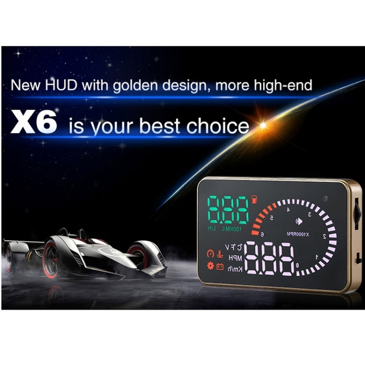 X6 3.5 inch Car OBDII / EUOBD HUD Vehicle-mounted Head Up Display Security System, Support Speed & Water Temperature & Speed Alarm & Fuel Consumption & Battery Voltage, etc., X6