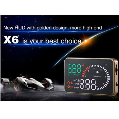 X6 3.5 inch Car OBDII / EUOBD HUD Vehicle-mounted Head Up Display Security System, Support Speed & Water Temperature & Speed Alarm & Fuel Consumption & Battery Voltage, etc., X6