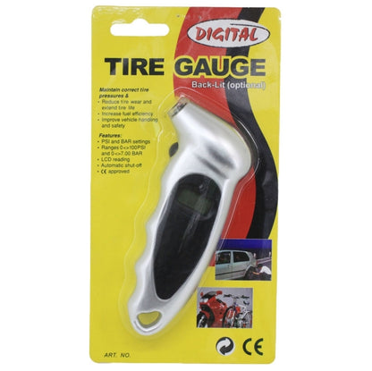 1/4 inch LCD Display Screen Digital Tire Gauge with LED Light, Pressure Range: 0-100PSI, 1/4 inch